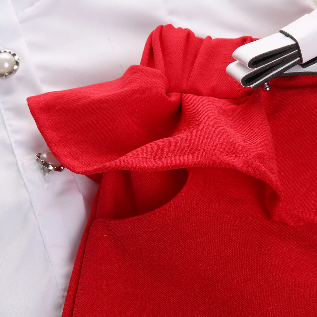 Новая одежда для девочек из 2 предметов повседневный кружевной топ на кнопках +