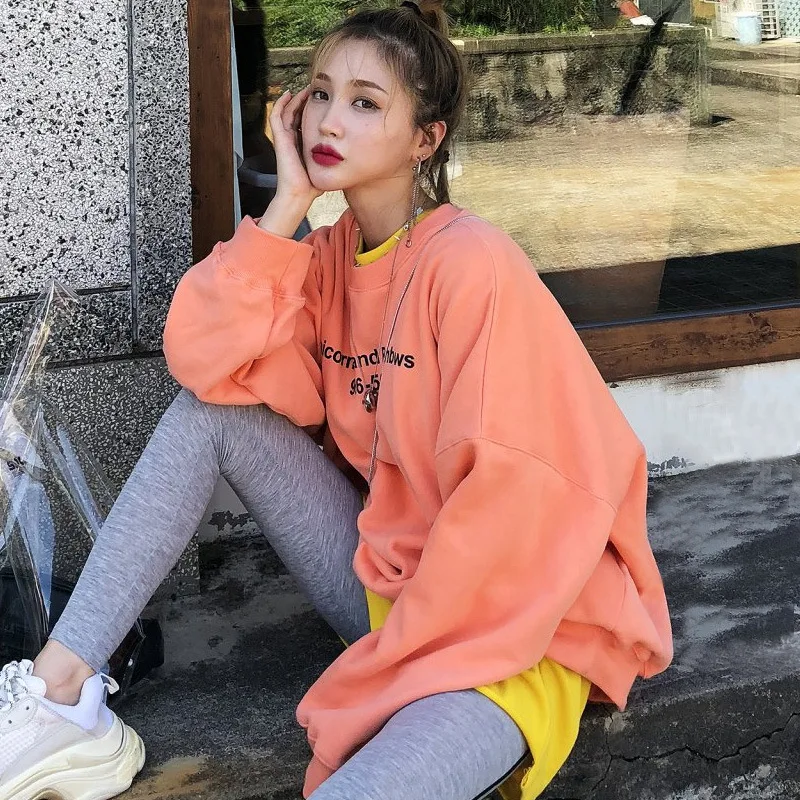 Толстовка Женская свободного покроя с буквенным принтом трикотажная толстовка