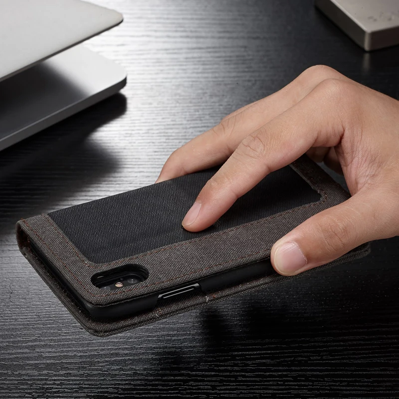 Холщовый чехол кошелек для телефона с iPhone 5 5S SE карт магнитный книжка X Xr Xs Max 8 7 6 6S