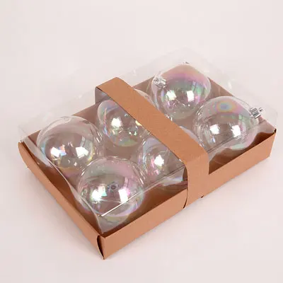 10cm Ball 6Pcs 4-10 см прозрачная Рождественская елка Декор шар пузырь повесить украшения кулон подарки - Цвет: 10cm Ball 6Pcs