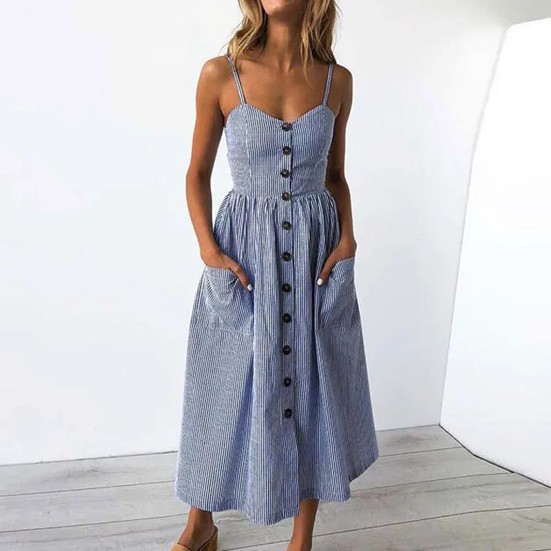 2020 летнее пляжное платье женское миди Цветочное с подсолнухами в полоску женские