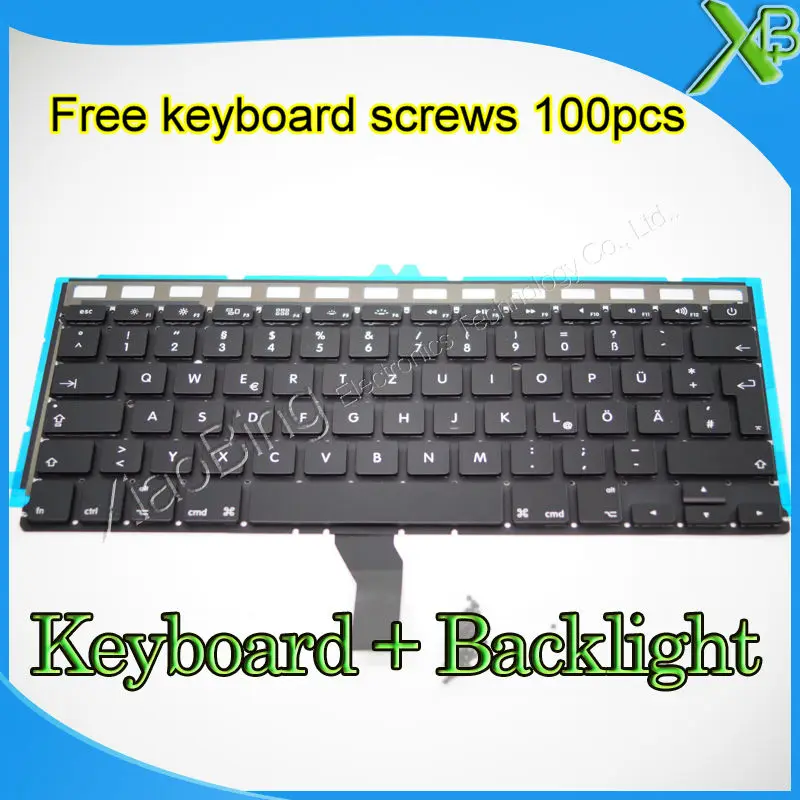 Новая немецкая клавиатура Deutsch QWERTZ tastaur + Подсветка винты для MacBook Air 13 3 &quotA1369 A1466 2010