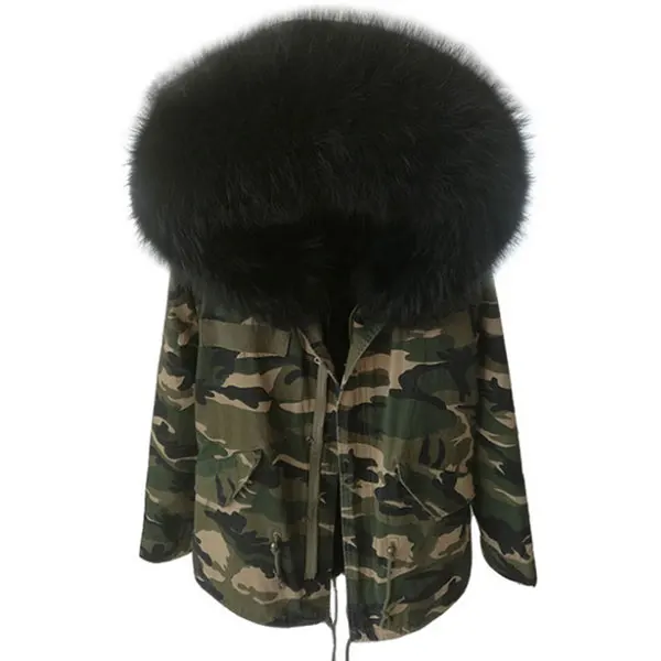 AORRYVLA новые зимние женское куртки модные камуфляжные цвет короткие парки сшита из Хлопок ткани и утеплена хорошим искусственная кролика меха На капюшоне густой мех енота - Цвет: Color 5