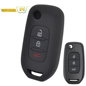 Чехол-книжка для автомобильного ключа, силиконовый, с 3 кнопками, для Renault Kadjar Captur Symbol Koleos, Megane 2016, 2017, 2018