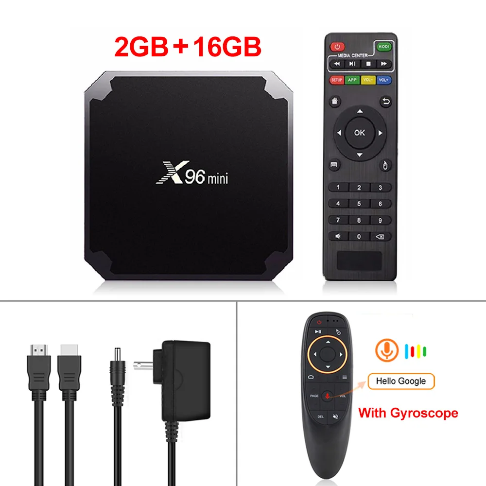 X96 мини X96mini Android 7,1 Смарт ТВ приставка 2 ГБ/16 ГБ ТВ приставка X 96 мини Amlogic S905W H.265 4K 2,4 ГГц WiFi медиаплеер телеприставка - Цвет: 2G16G with G10 RC