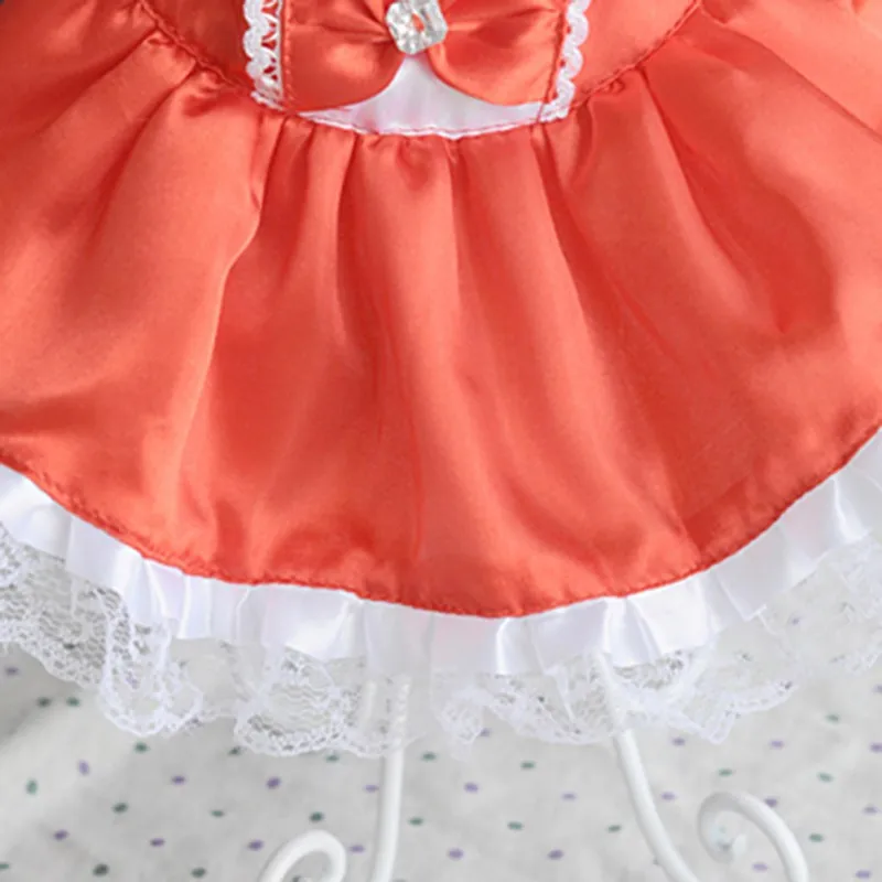 Летнее платье с котом красное/синее свадебное бантом для собаки наряд горничной