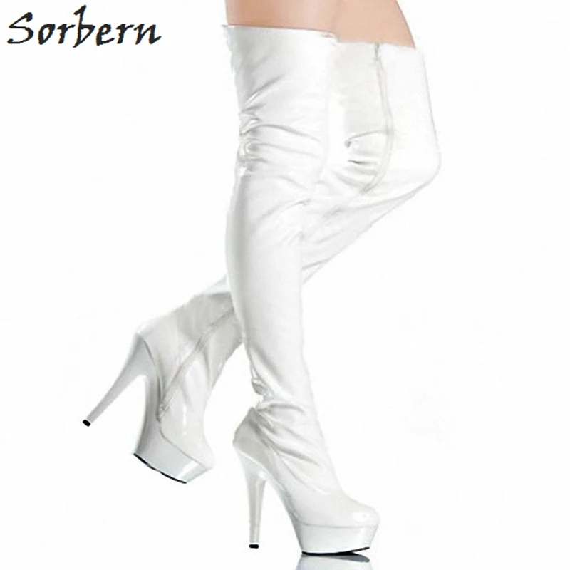 

Sorbern Black Boots Winter Woman Shoe Matt Pu Sexy Fetish Shoes Over The Knee Boots Thigh High Heel Pointed Boot Platform Boots
