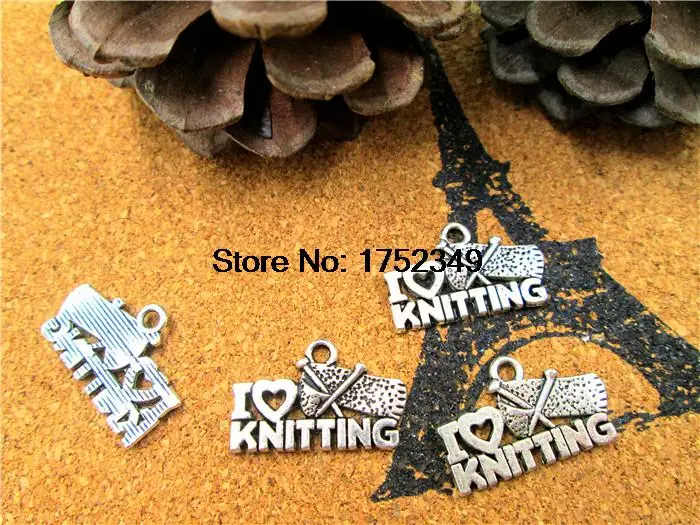 25 шт я люблю Вязание подвески Античные тибетские серебряные тона Подвески
