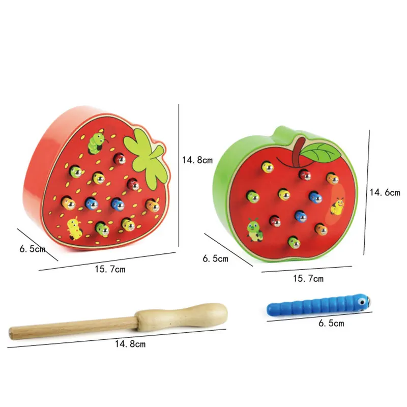 

Montessori New hot Kids Educational Toys Fun Wooden toy The Worm Eat Fruit Early Learning Teaching Aid Baby Toy Gift G1644Z