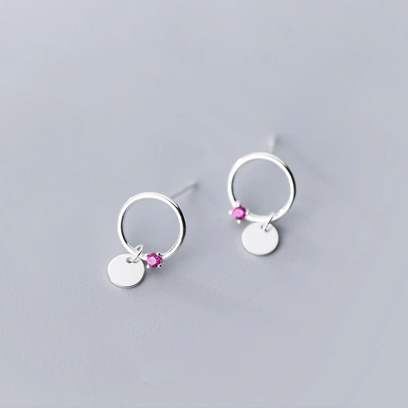 MloveAcc Top Sale 925 Sterling Silver Round Circle and Coin Stud Earrings for Women Fashion Girl Jewelry Gift | Украшения и