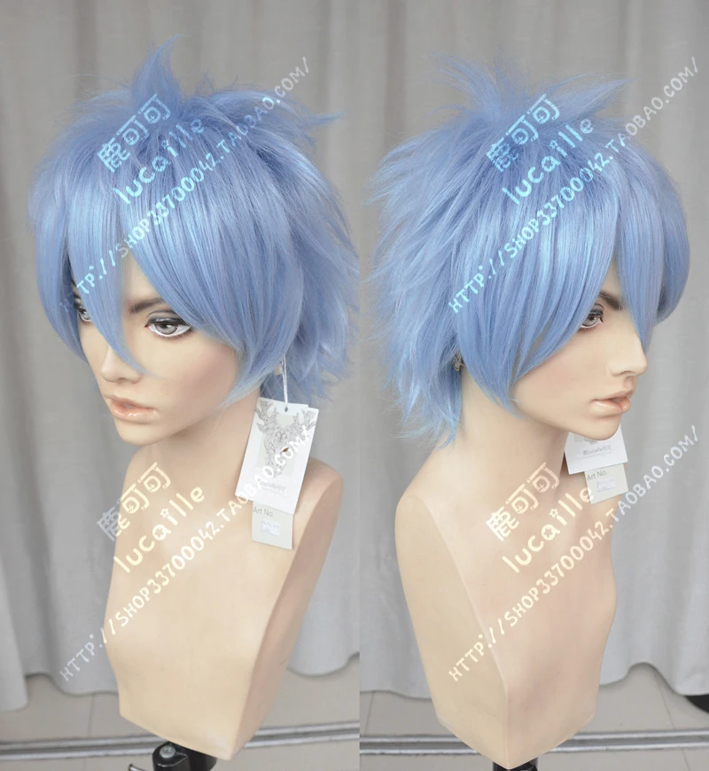 Anime Servamp Kuro Cosplay Wig Short Light Blue Heat Resistant Synthetic Hair Wigs+ Wig Cap