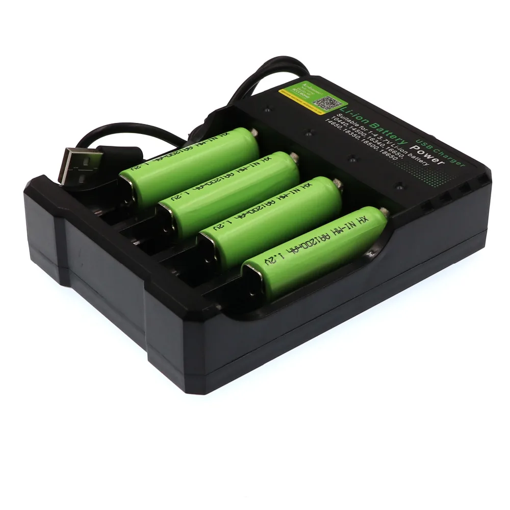 Charger and 4pcs AA1.2V 1200mAh battery NI MH AA Pre-Charged Rechargeable Batteries aa Battery For Toys Camer KTV | Электроника