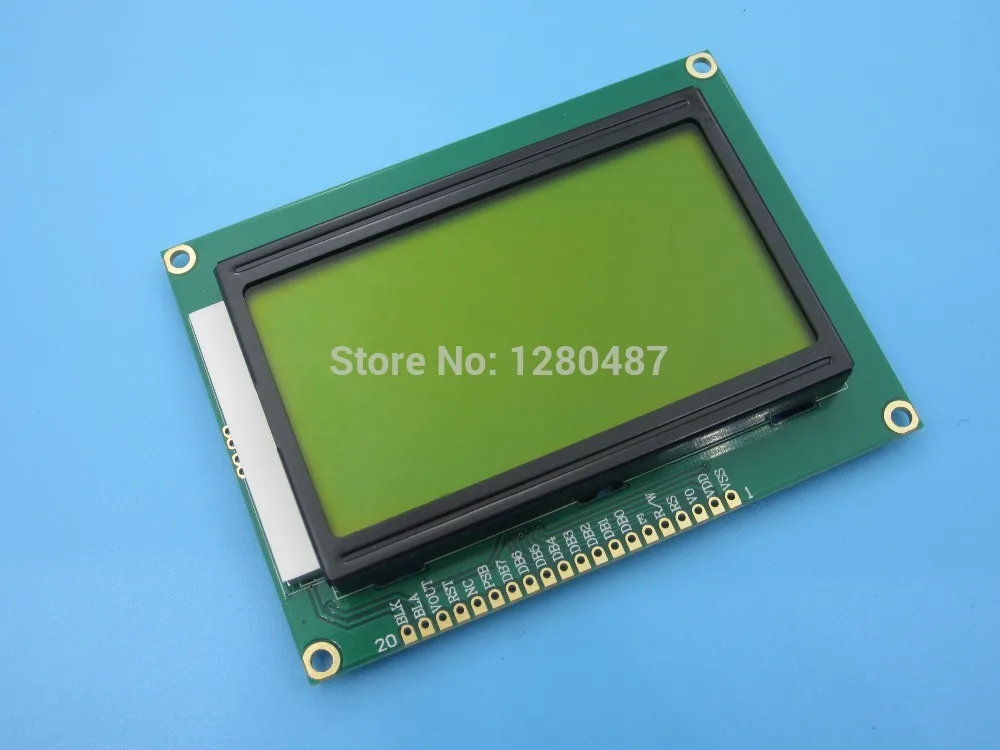 

HAILANGNIAO 128*64 DOTS LCD module 5V Yellow and green screen 12864 LCD with backlight ST7920 Parallel port
