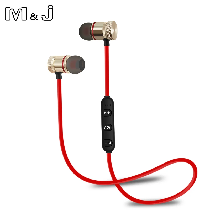 Беспроводные наушники Bluetooth магнитные металлические спортивные стереонаушники