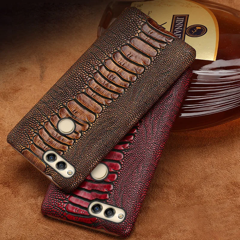 Чехол для телефона из натуральной кожи для Huawei P с текстурой страусиной ноги задняя крышка Mate 9 10 P9 P10 Lite 20 Pro Plus.