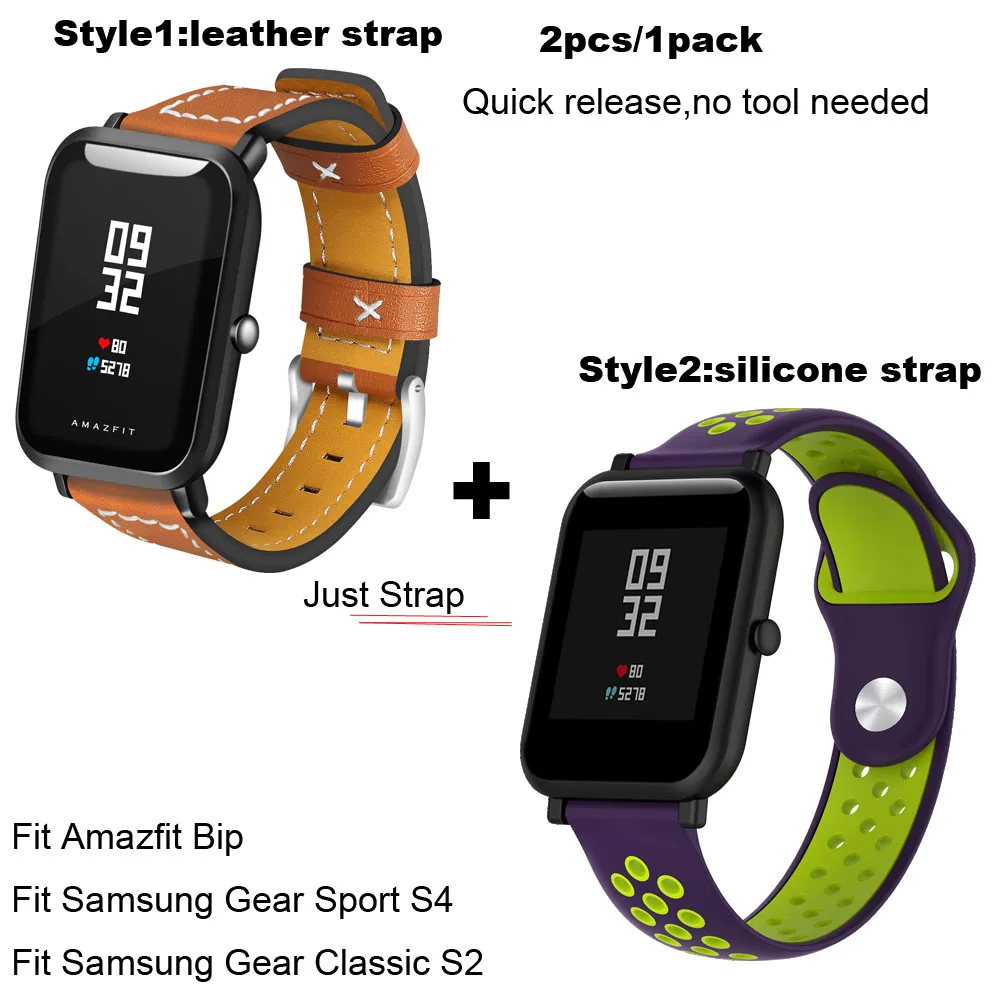20 мм браслет ремешок для Xiaomi Huami Amazfit Bip GTS GTR 42 мм ремешок для часов Amazfit Pace Stratos 2 GTR 47 мм кожаный ремешок для часов