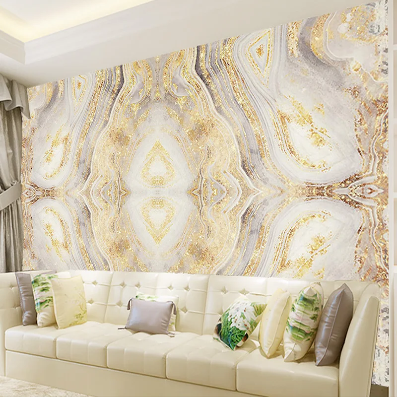 Винтажный нетканый 3D роскошный золотой мраморный узор фрески водонепроницаемые