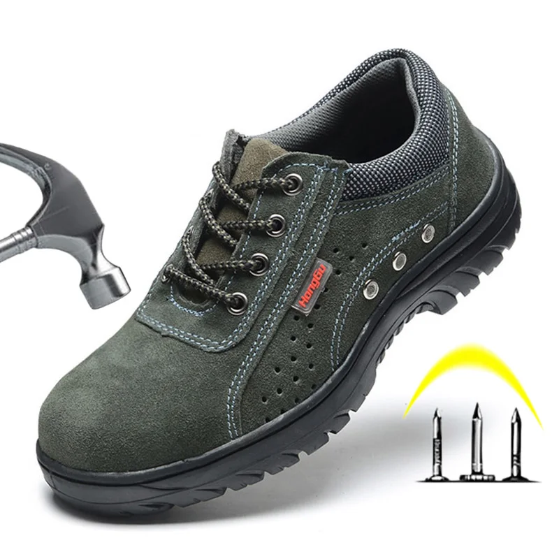 Мужские ботинки со стальным носком безопасные рабочие нескользящая рабочая