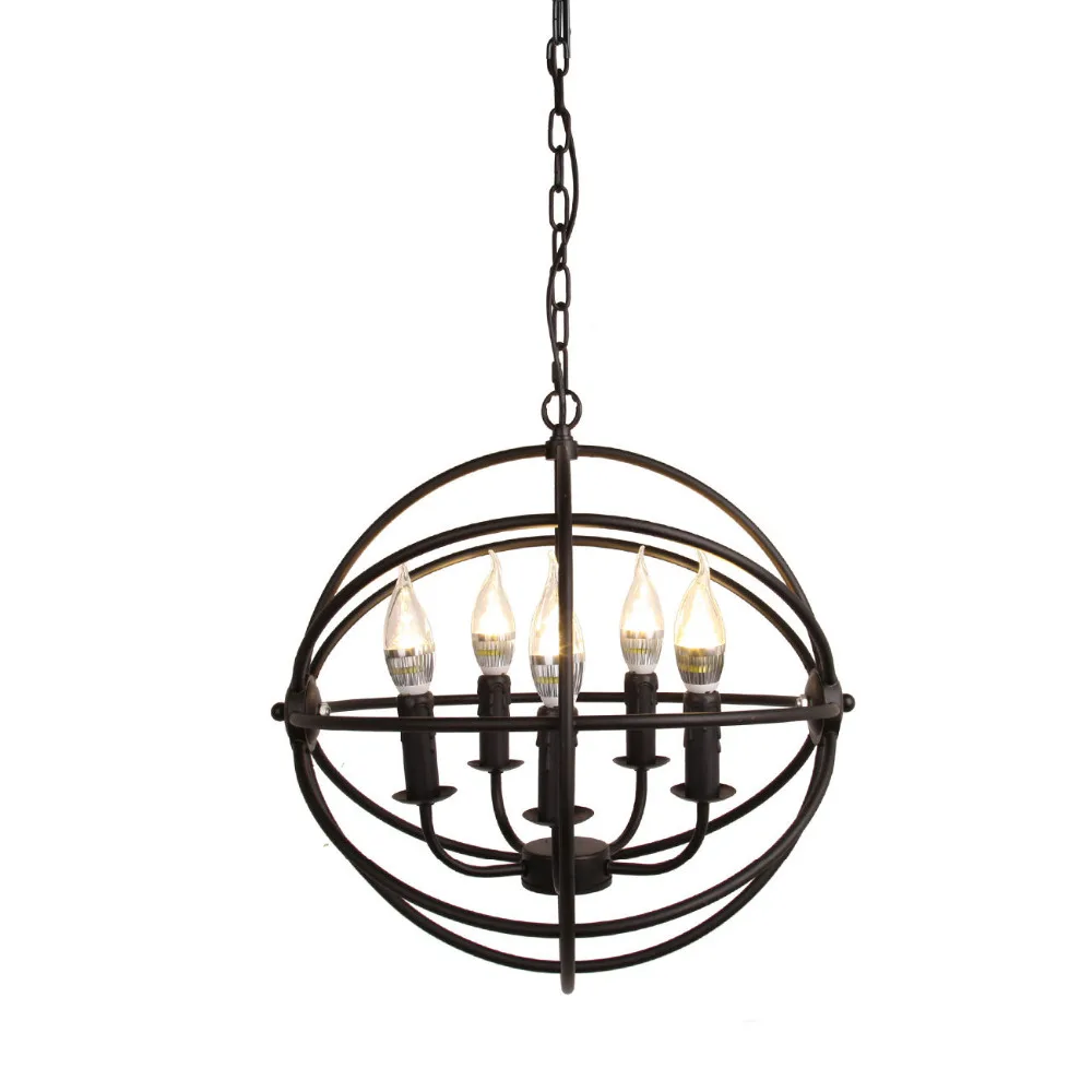 (Доставка от США) Современная промышленная люстра 5 световых металлических шаров