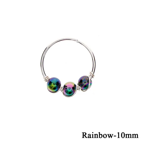 Rainbow-10mm 1 шт модные обручи спиральные пирсинг для хрящевой части уха хирургическая сталь бирюза перегородка кликеры кольцо носа губы трагус Пирсинг#257909 - Окраска металла: Rainbow-10mm