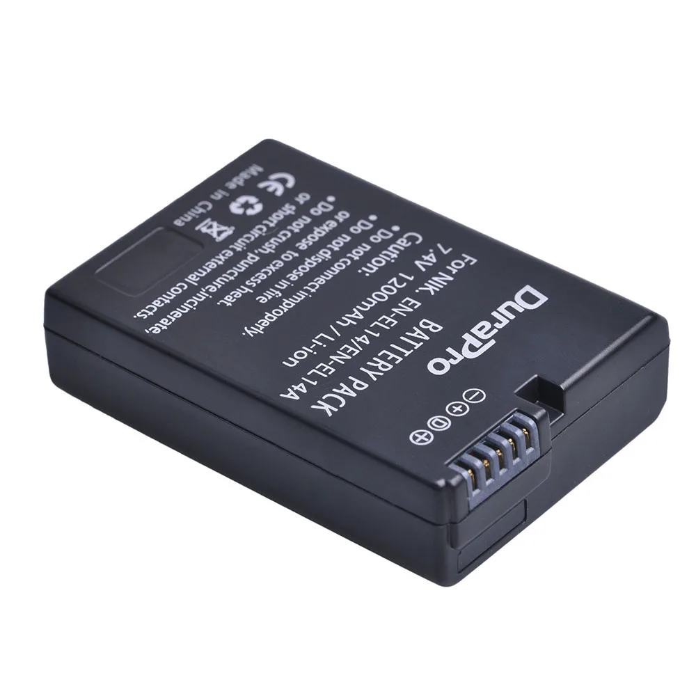 DuraPro 1 шт. 1200 мАч EN-EL14 ENEL14 RU EL14 Перезаряжаемые Камера Батарея для Nikon D5200 D3100 D3200 D5100 D5500 P7000 P7100 P7800