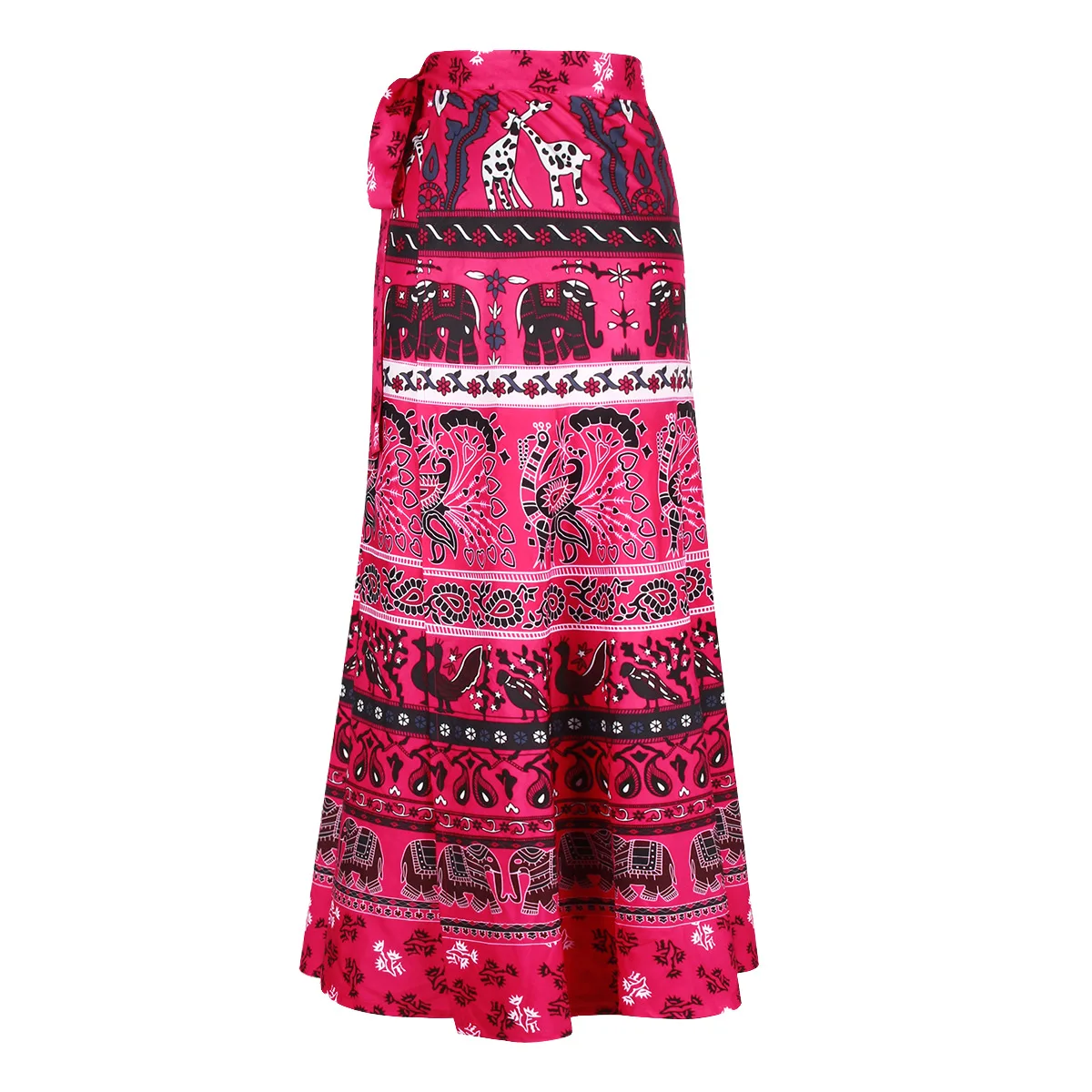 Fashion Bohemian Style Flower Printed Dress Women High Waist Long Skirt Indian Pakistan Clothing Party Femme Sexy African Outfit - Цвет: BEZ003