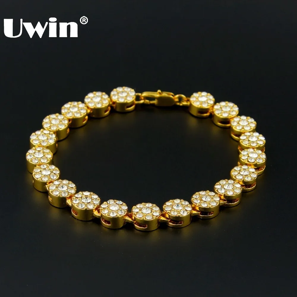 Мужские и женские золотые серебряные цвета 1 ряд Круглый блестящий CZ кубический