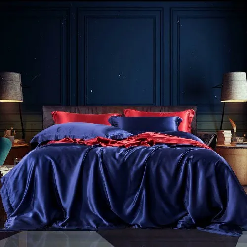 bedding set 4 Серый 4 шт. Премиум шелк тутового роскошный комплект постельного белья Королева Размер Король ультра-мягкие простыни набор пододеяльников для пуховых одеял Подушка shams - Цвет: bedding set 4