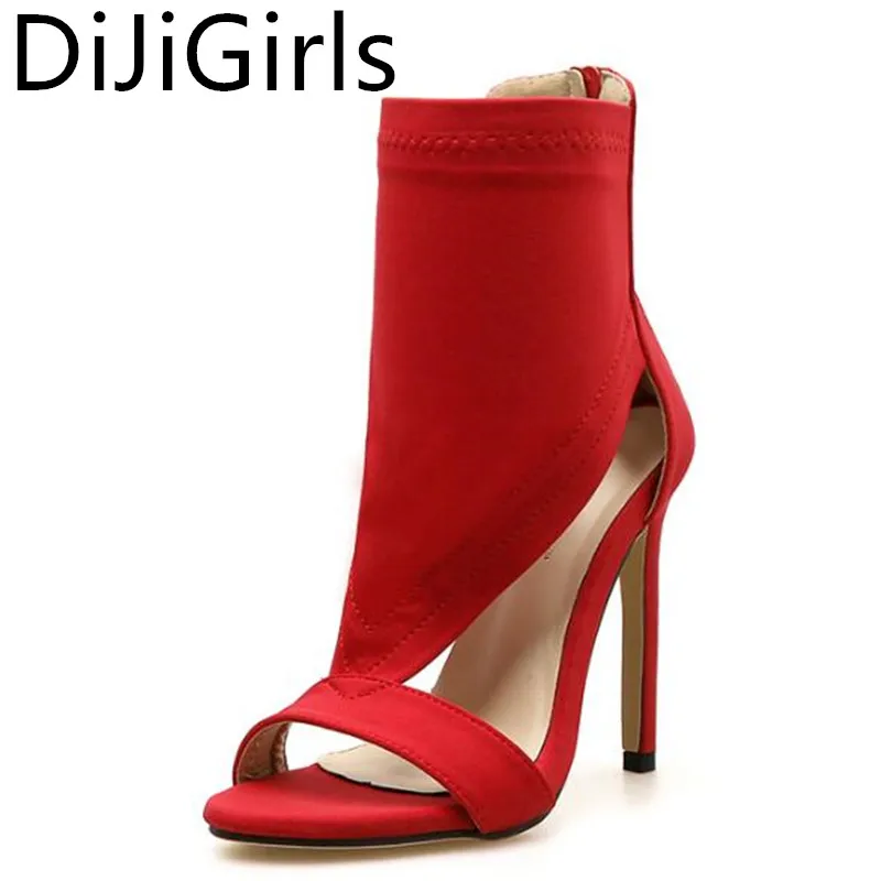 DiJiGirls/Модные женские ботинки с перфорацией цвет красный черный удобная обувь из