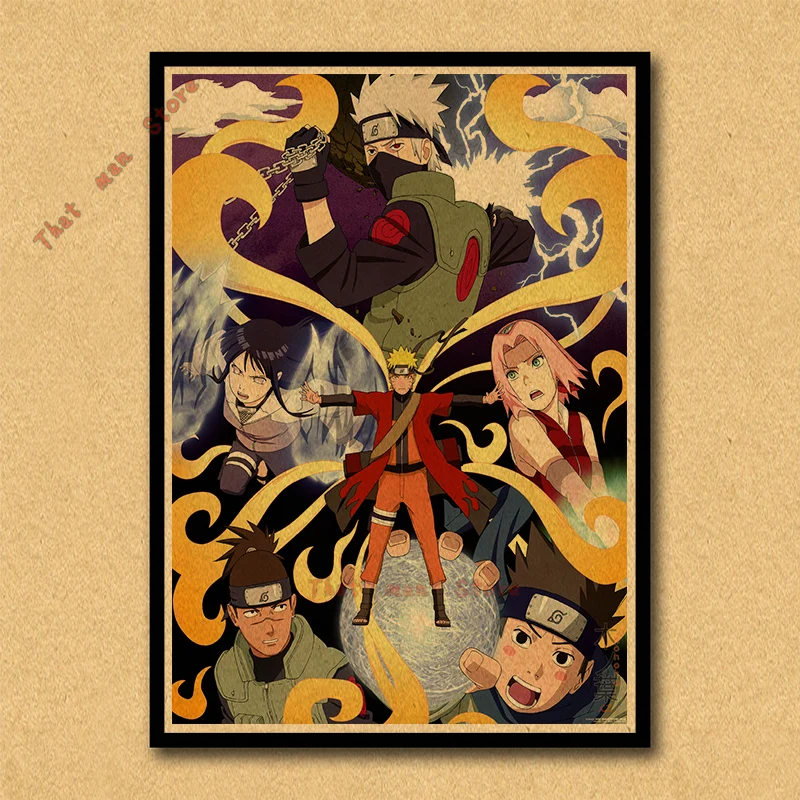 Постер Naruto обои аниме картины общежитии окружает джакузи Наруто/Учиха Итачи/плакат из крафт-бумаги/стикер на стену без рамки