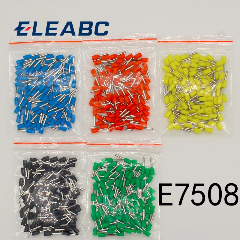 

E7508 100PCS/Pack Tube insulating Insulated terminals 0.75MM2 Cable Wire Connector Insulating Crimp Terminal Connector E-