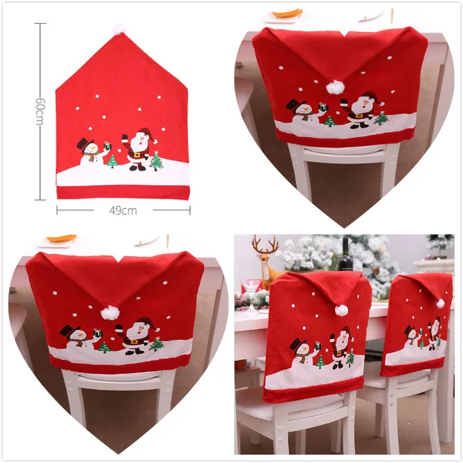 1 шт. красная шляпа чехол на спинку стула стул рождественские украшения для дома