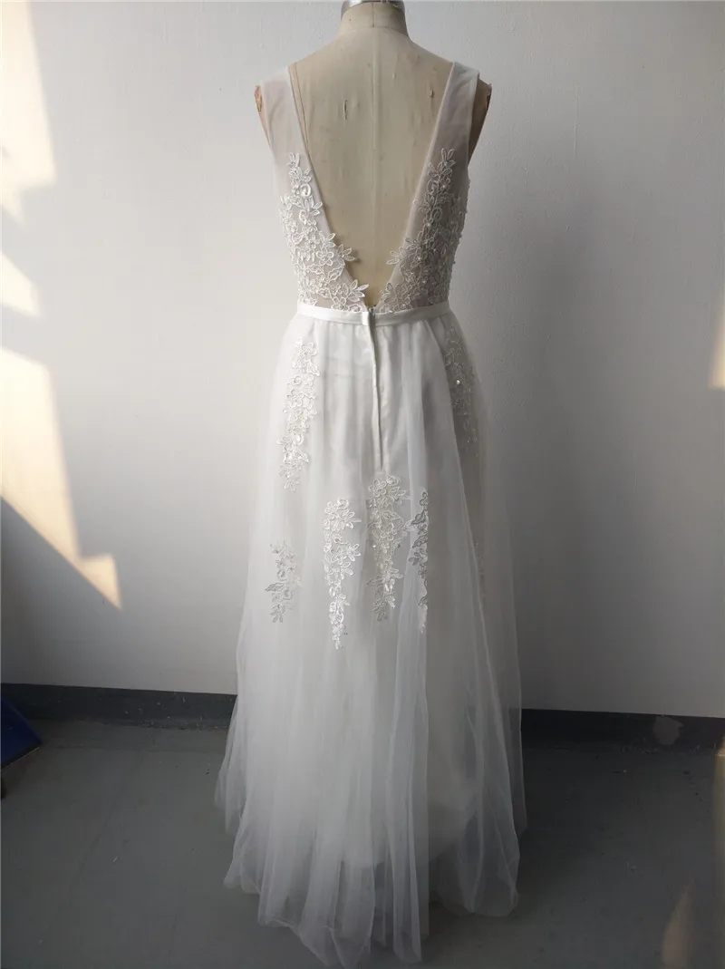 Простое свадебное платье Апликация из Белой Слоновой кости Тюль 2019 дешевые под 50