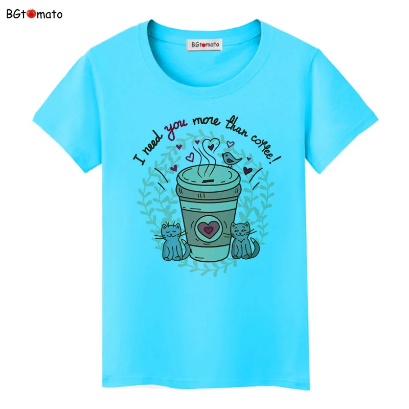 Футболка BGtomato coffee забавная Женская милая уличная одежда милые футболки с