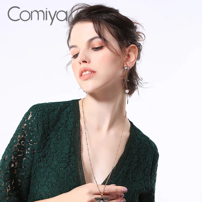 Comiya мотаться серьги акриловая жемчужина смолы насекомых Мода цинковый сплав