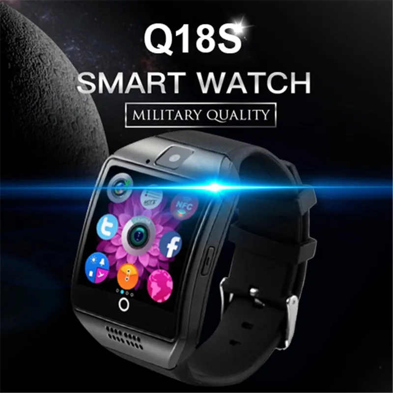 Новый дизайн Bluetooth Смарт часы Q18 с камерой Facebook Синхронизация SMS MP3 умные унисекс