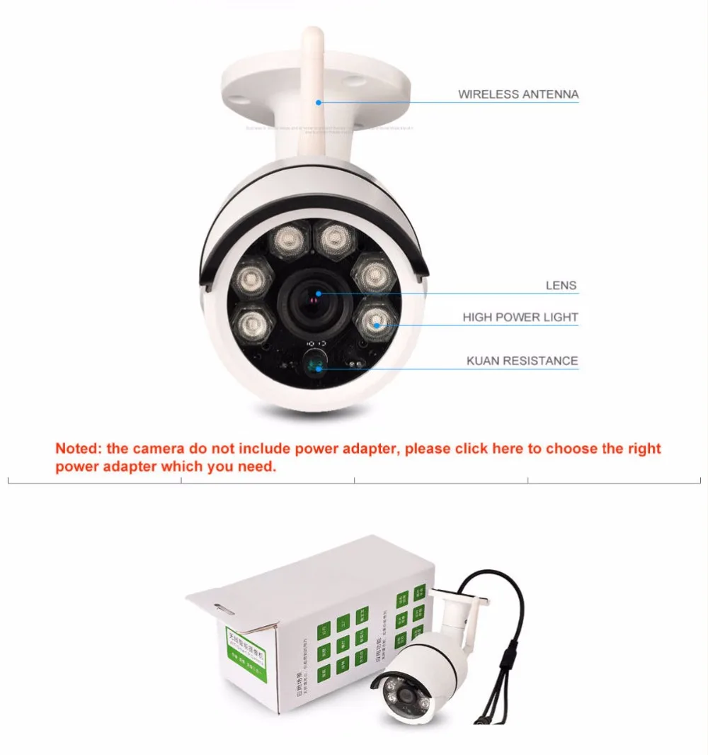 CCTV наружная Водонепроницаемая цилиндрическая IP камера Wifi Беспроводная камера наблюдения S слот для карты памяти CCTV камера ночного видения