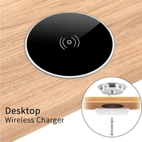 universal qi wireless charger for samsung s21 s20 s9 iphone 11 13 12 pro xs max furniture office table desk mounted charging pad