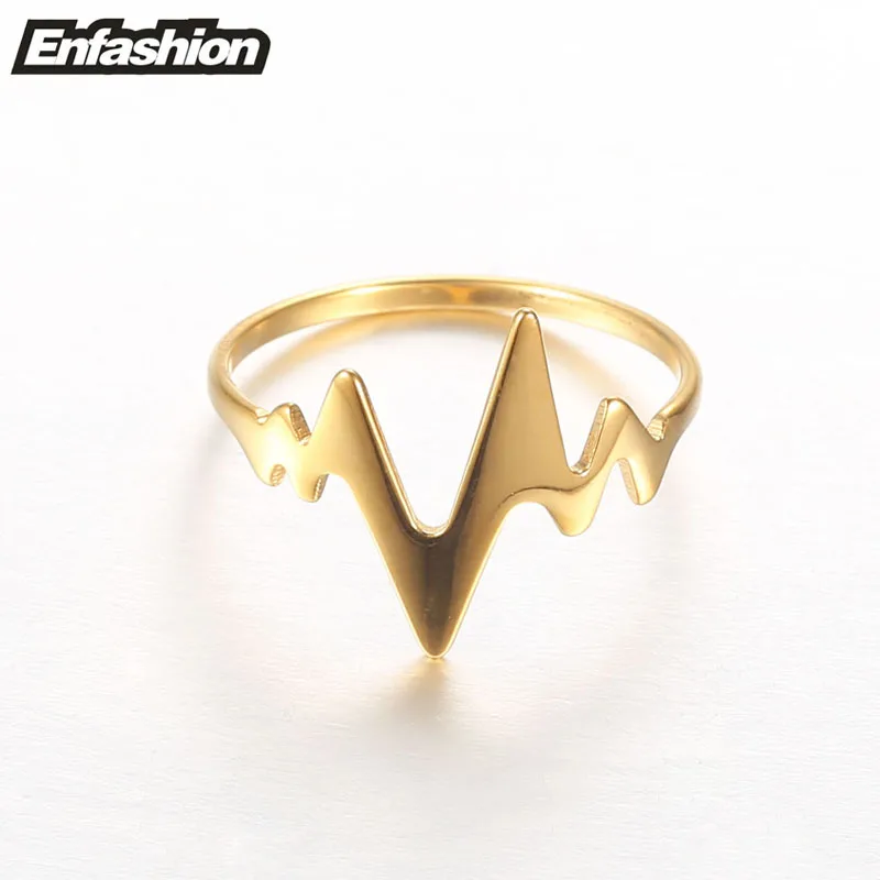 Enfashion кольцо с сердцебиением розовое золото миди из нержавеющей стали на