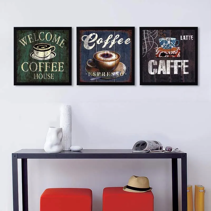 Винтаж Кофе холст рисунок, для бара, для кафе печати плакатов Wall Art спандекса фотографии Картины для Гостиная Кухня домашний декор