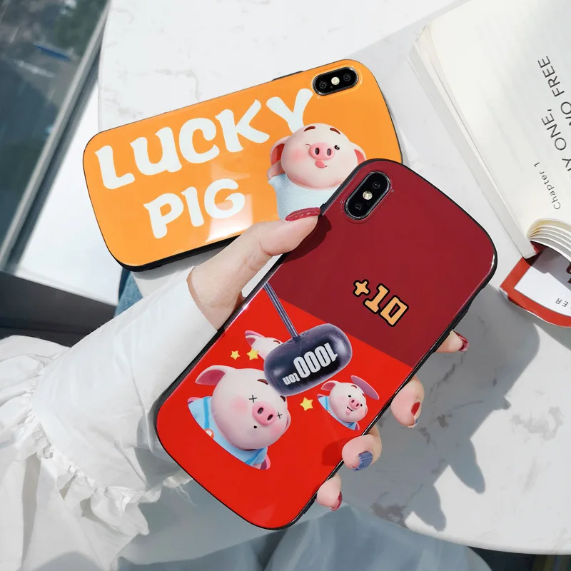 Чистая красная мультяшная свинья IphoneXSmax оболочка мобильного телефона для Apple8plus
