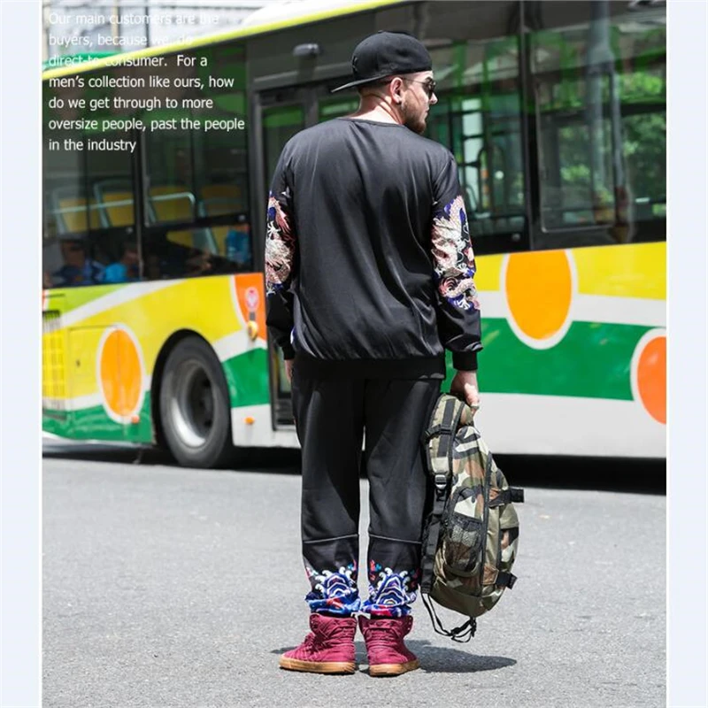 

Chinese style dragon totem printing large size loose sweatshirt men Autumn 2017 New fashion boutique oversized sweatshirt XL-6XL