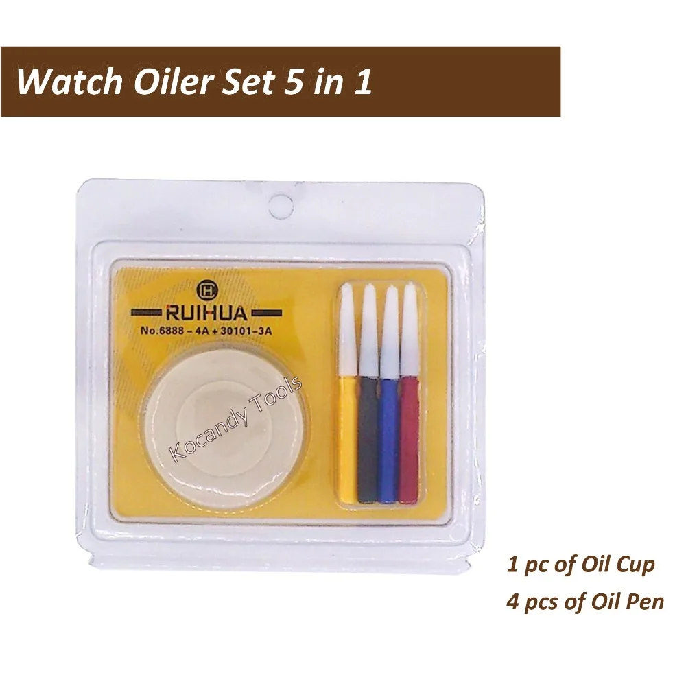 

Watch Oiler Set Assortment of 1 Oiler Cup and 4 Oil Pens Watch Repair Tool Kits for Watchmakers