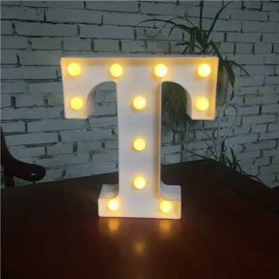 T DIY белый светодиодный ночник с буквенным принтом, креативный Английский алфавит, номер батареи, лампа для романтической свадебной вечеринки, Рождества, домашнего декора стен - Цвет: T