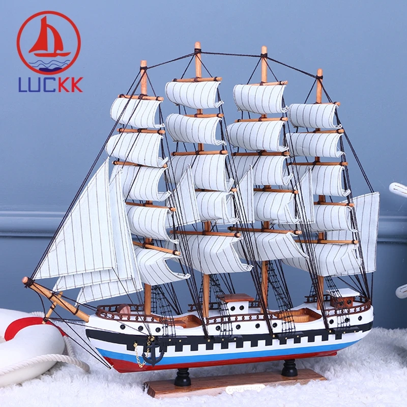 

Деревянная лодка LUCKK «сделай сам», 50 см, модель корабля красного, синего цвета, лоскутное шитье, оптовая продажа, аксессуары для украшения до...