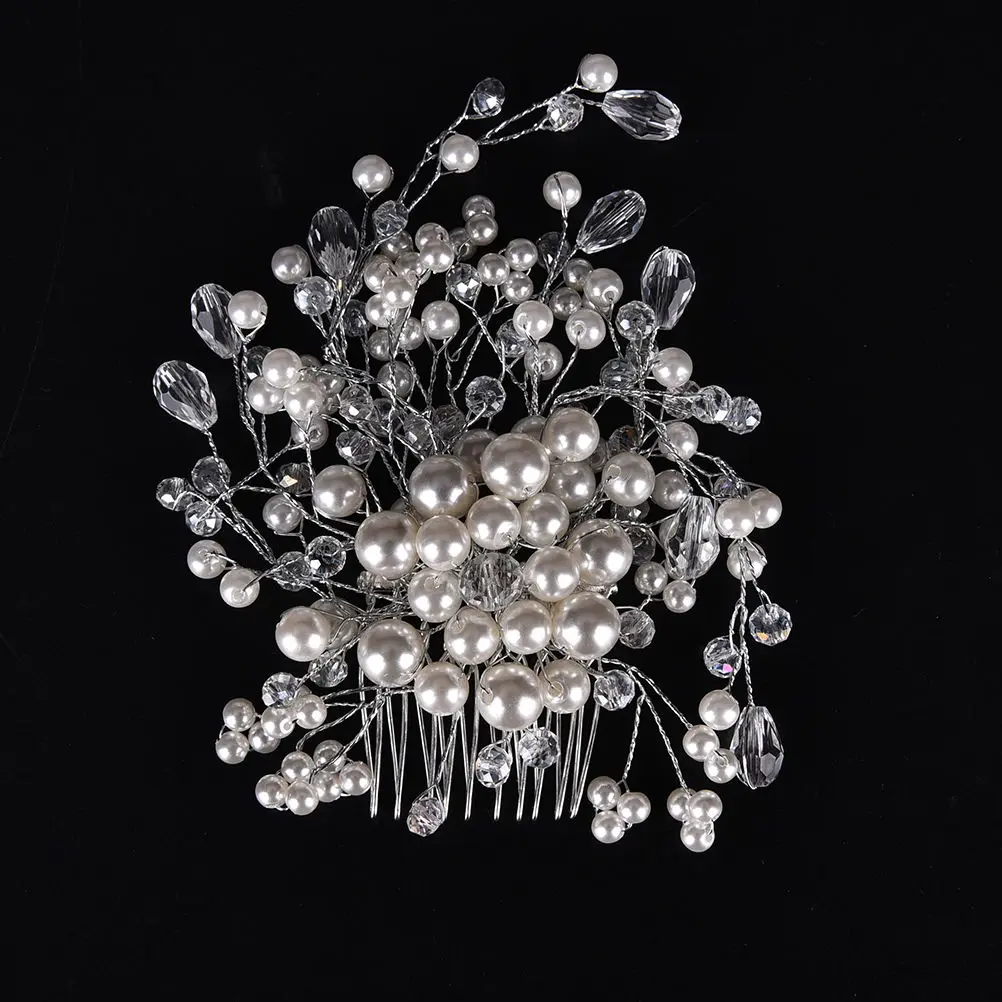 

1Pcs Bridal Wedding Hair Comb Charm Women Bride Crystal Pearl Rhinestone Hair Pins Accessories 2 Styles