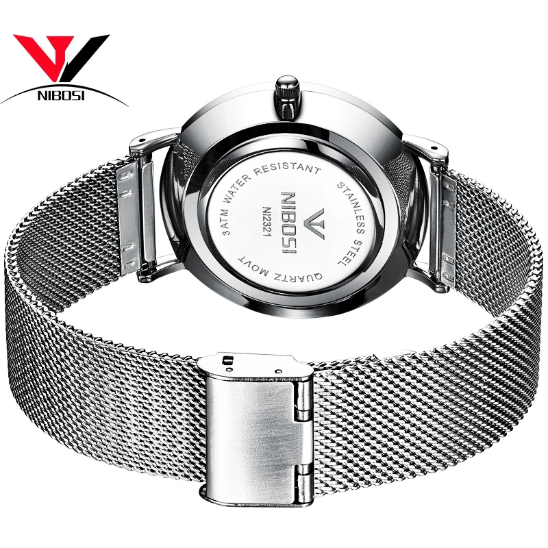 NIBOSI роскошные часы мужские синие из нержавеющей стали ультратонкие классические