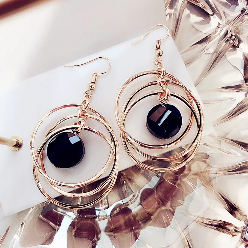 Эффектные крупные серьги-кольца в богемном стиле геометрические серьги-подвески