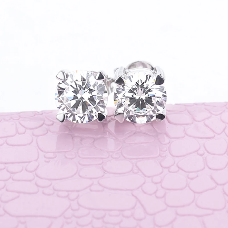 Изысканные ювелирные изделия серьги-гвоздики 14 карат с круглыми камнями из