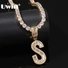 UWIN английские инициалы багет ожерелье с буквами кулон с 4 мм фианитом теннисные цепочки модные хип-хоп мужчины женщины ювелирные изделия